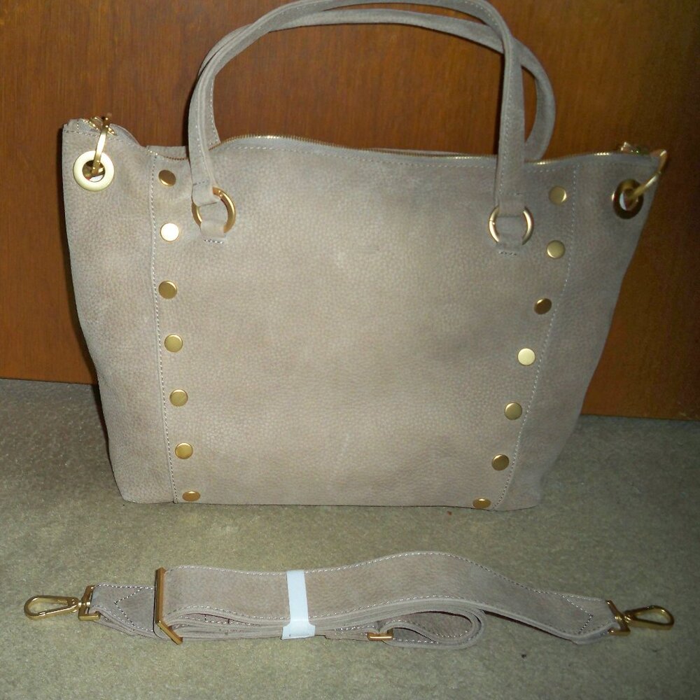 Hammitt DANIEL Large Brushed Brushed Gray Natural Tote Gold Hardware, NWT $645!!
